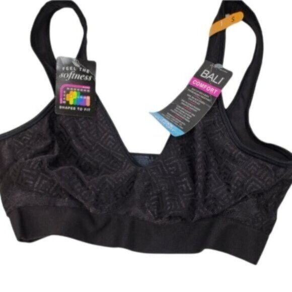 NEW Bali Smoothing Comfort Bra Black  Wide Strap Support SizeSmall - Picture 1 of 10